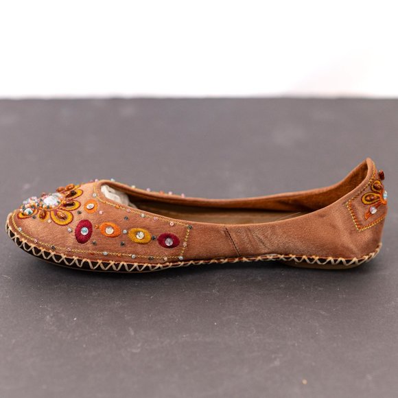 Go Max Beaded Embellished Gold Sequin Ballet Flat Shoe Women's 8.5 - Picture 4 of 7